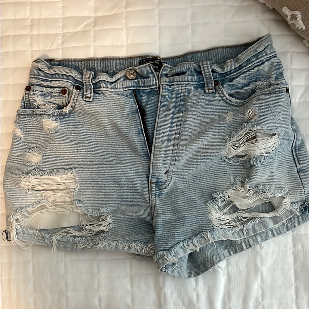 Abercrombie & Fitch Blue Jean Shorts Distressed Cut-Offs